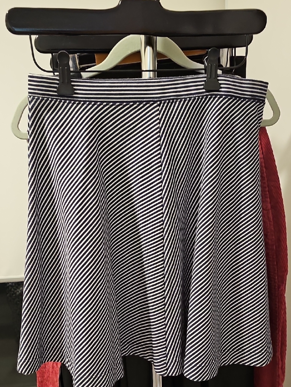 Uniqlo Navy & White Striped Circle Skirt